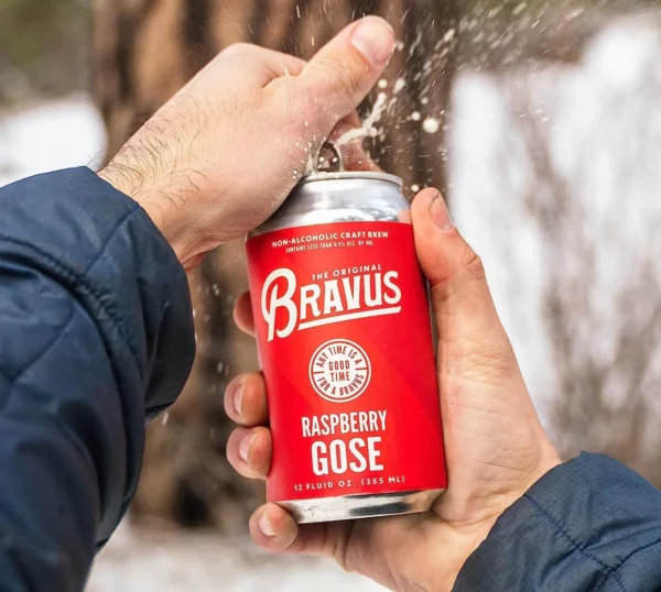 Bravus Non-Alcoholic Raspberry Gose Craft Brew - Image 2