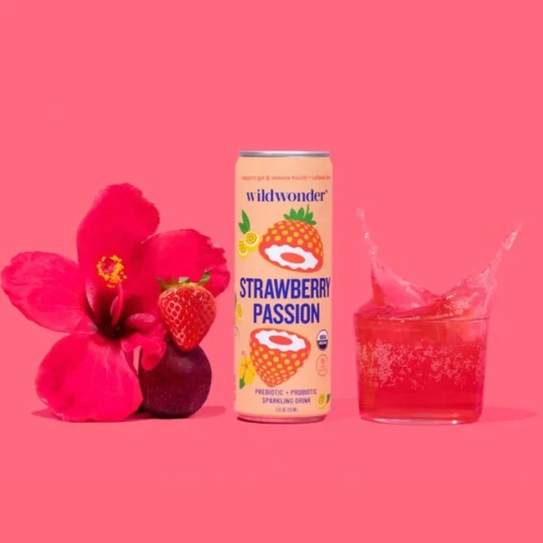 Strawberry Passion Sparkling Prebiotic + Probiotic Drink (12 Cans) - Image 4