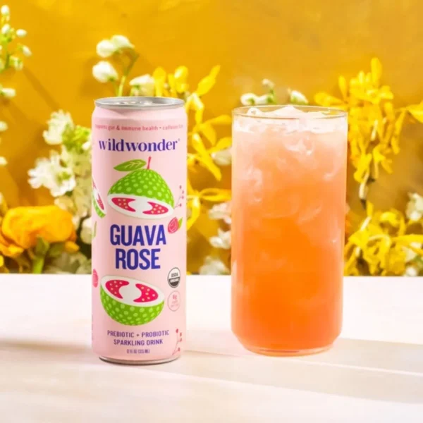 Guava Rose Sparkling Prebiotic + Probiotic Drink (12 Cans) - Image 4