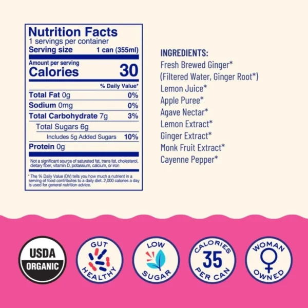 Lemon Ginger Sparkling Antioxidant Drink (12 Cans) - Image 4