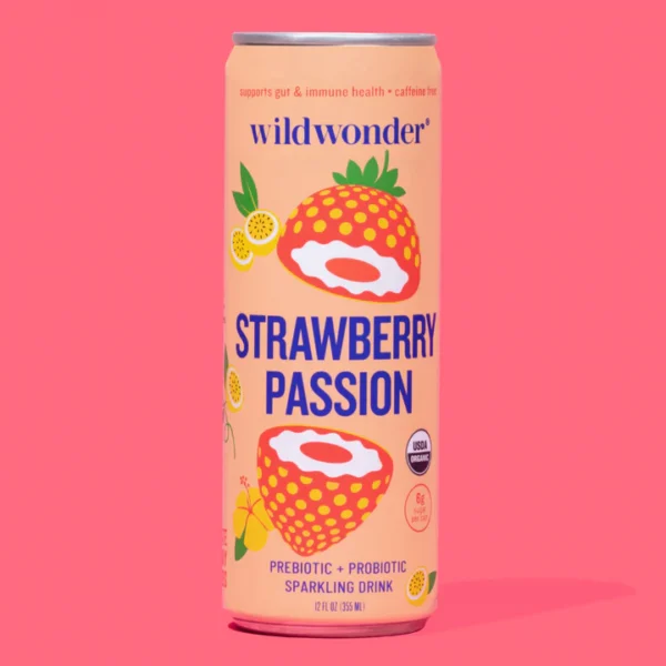 Strawberry Passion Sparkling Prebiotic + Probiotic Drink (12 Cans)