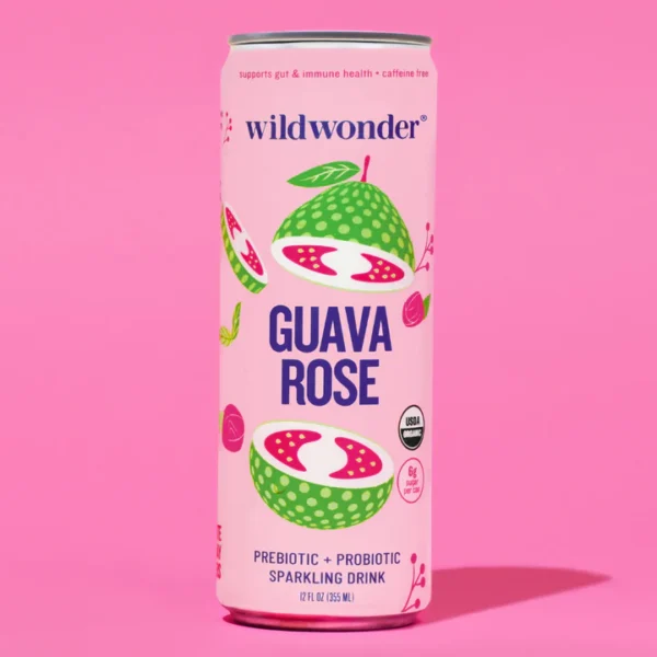 Guava Rose Sparkling Prebiotic + Probiotic Drink (12 Cans)