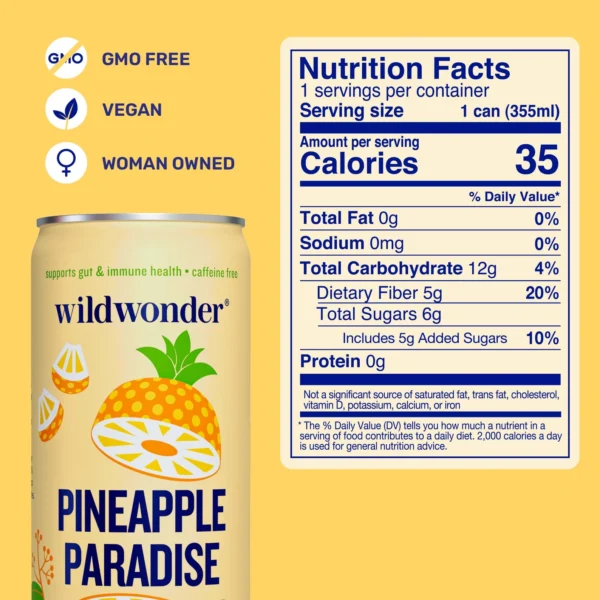 Pineapple Paradise Sparkling Prebiotic + Probiotic Drink (12 Cans) - Image 3