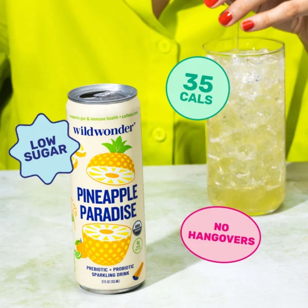 Pineapple Paradise Sparkling Prebiotic + Probiotic Drink (12 Cans) - Image 5