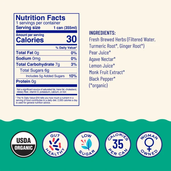 Pear Turmeric Sparkling Antioxidant Drink (12 Cans) - Image 4