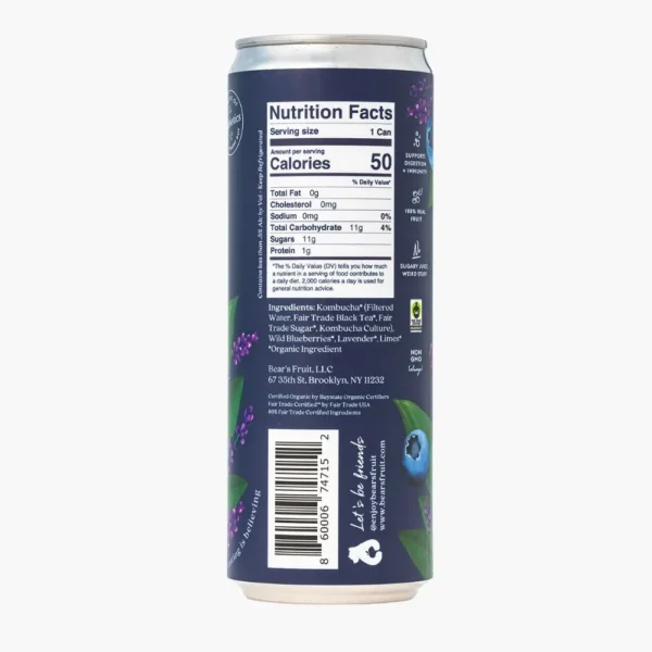 Bear’s Fruit Blueberry Lavender Kombucha (12-Cans) - Image 4