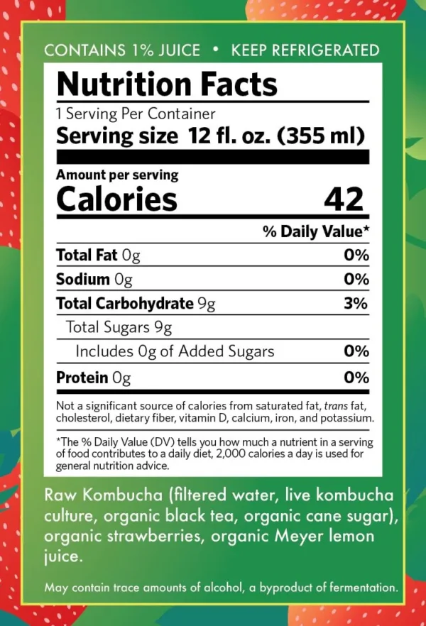 Bright Side Strawberry Lemon Kombucha (12-Cans) - Image 3