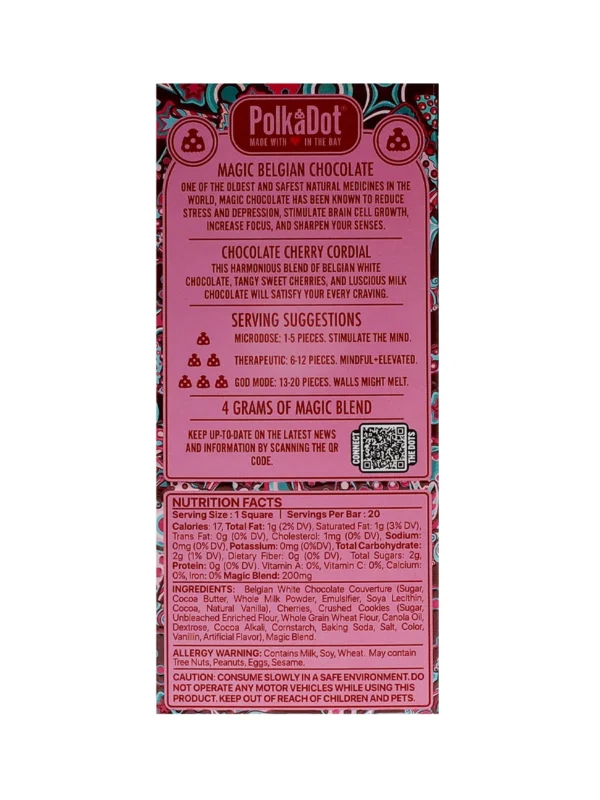 Chocolate Cherry Cordial PolkaDot Magic Mushroom Belgian White Chocolate 200mg Magic Per Piece - Image 2