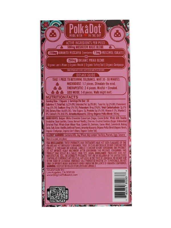 Chocolate Cherry Cordial PolkaDot Magic Mushroom Belgian White Chocolate - Image 2
