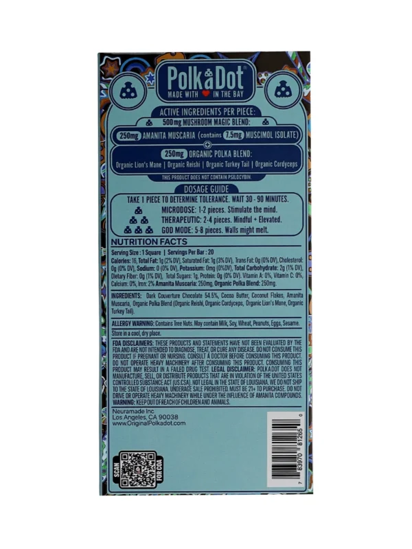 Coconut Blend PolkaDot Magic Mushroom Belgian Dark Chocolate - Image 2