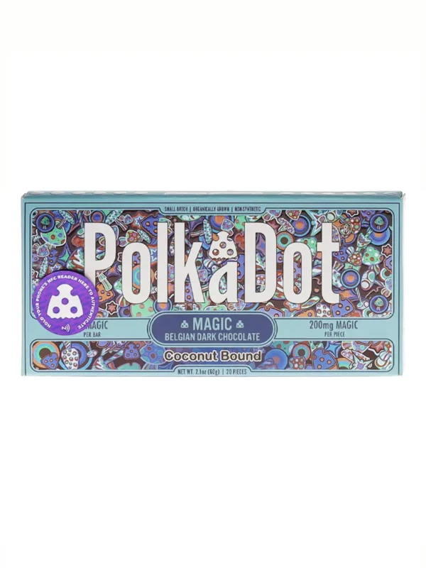 Coconut Bound PolkaDot Magic Mushroom Belgian White Chocolate 200mg Magic Per Piece