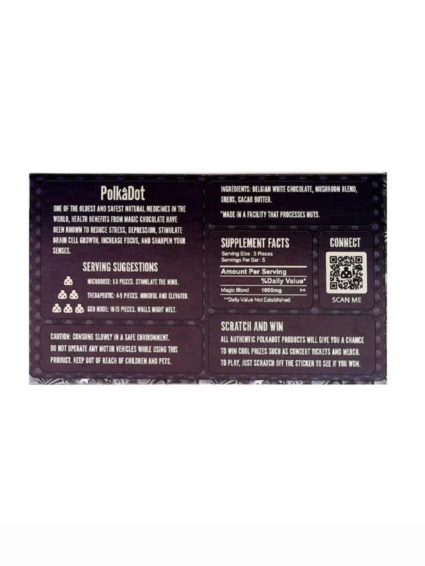 Cookies & Cream PolkaDot Magic Mushroom Belgian Chocolate - Image 2