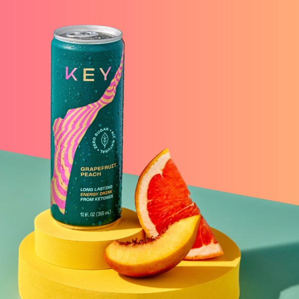 KEY Ketone Energy Drink Grapefruit Peach (12-Cans)