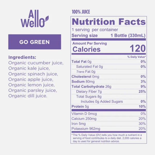 AllWellO Go Green Organic Cold-Pressed Juice (6 Packs) - Image 4