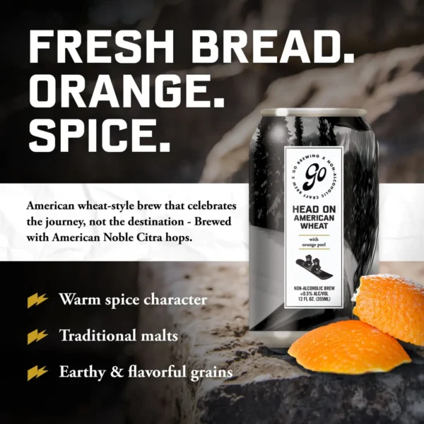 Head On American Wheat Non Alcoholic Beer - Image 2