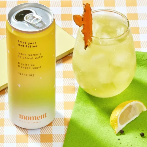Moment Sparkling Lemon Turmeric Botanical Water (12-Cans) - Image 2