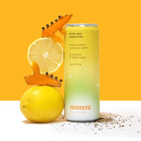 Moment Sparkling Lemon Turmeric Botanical Water (12-Cans)