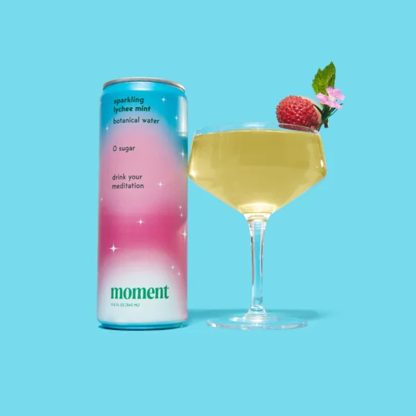 Moment Sparkling Lychee Mint Botanical Water (12-Cans) - Image 2