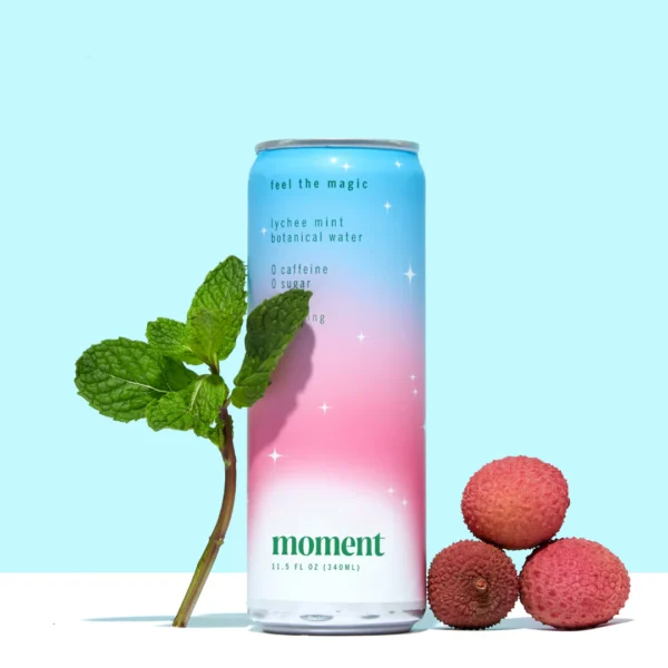 Moment Sparkling Lychee Mint Botanical Water (12-Cans)