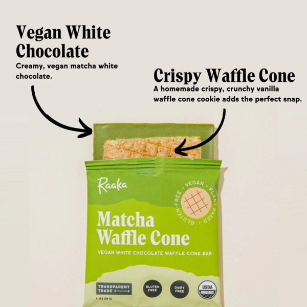 Raaka Chocolate Matcha Waffle Cone Bar (4-Packs) - Image 3