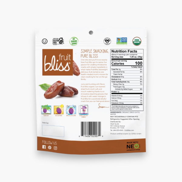 Fruit Bliss Organic Deglet Nour Dates Snacks 5 oz (Case of 6) - Image 2