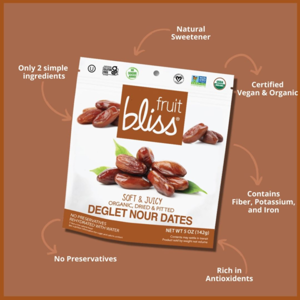 Fruit Bliss Organic Deglet Nour Dates Snacks 5 oz (Case of 6) - Image 4