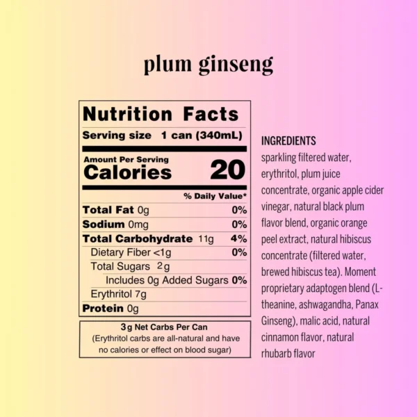 Moment Sparkling Plum Ginseng Botanical Water (12-Cans) - Image 3