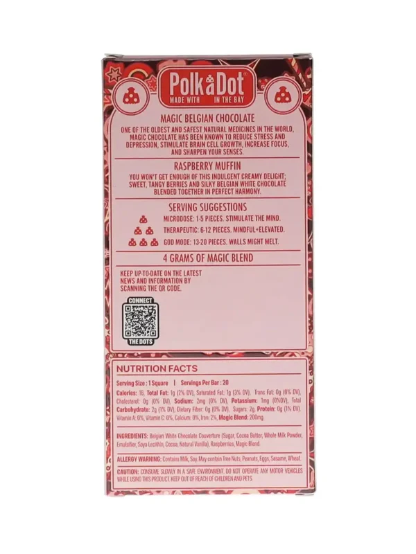 Raspberry Muffin PolkaDot Magic Mushroom Belgian White Chocolate 200mg Magic Per Piece - Image 2