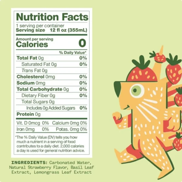 Aura Bora, Strawberry Basil Herbal Sparkling Water (12-Cans) - Image 2