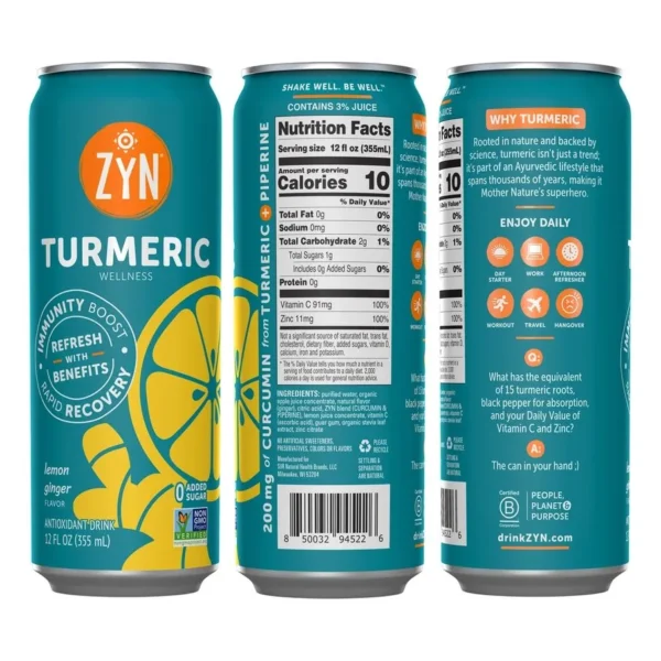 Turmeric Wellness Drink – Lemon Ginger (12-Cans) - Image 4