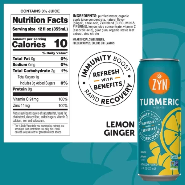 Turmeric Wellness Drink – Lemon Ginger (12-Cans) - Image 6