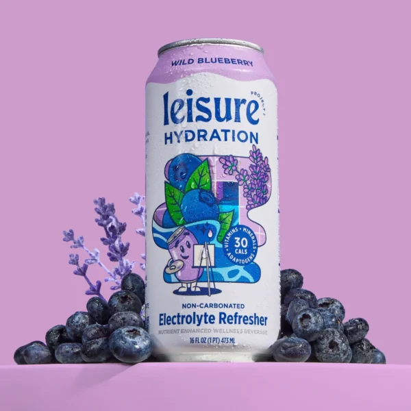 Leisure Hydration Wild Blueberry Electrolyte Refresher (12-Cans)